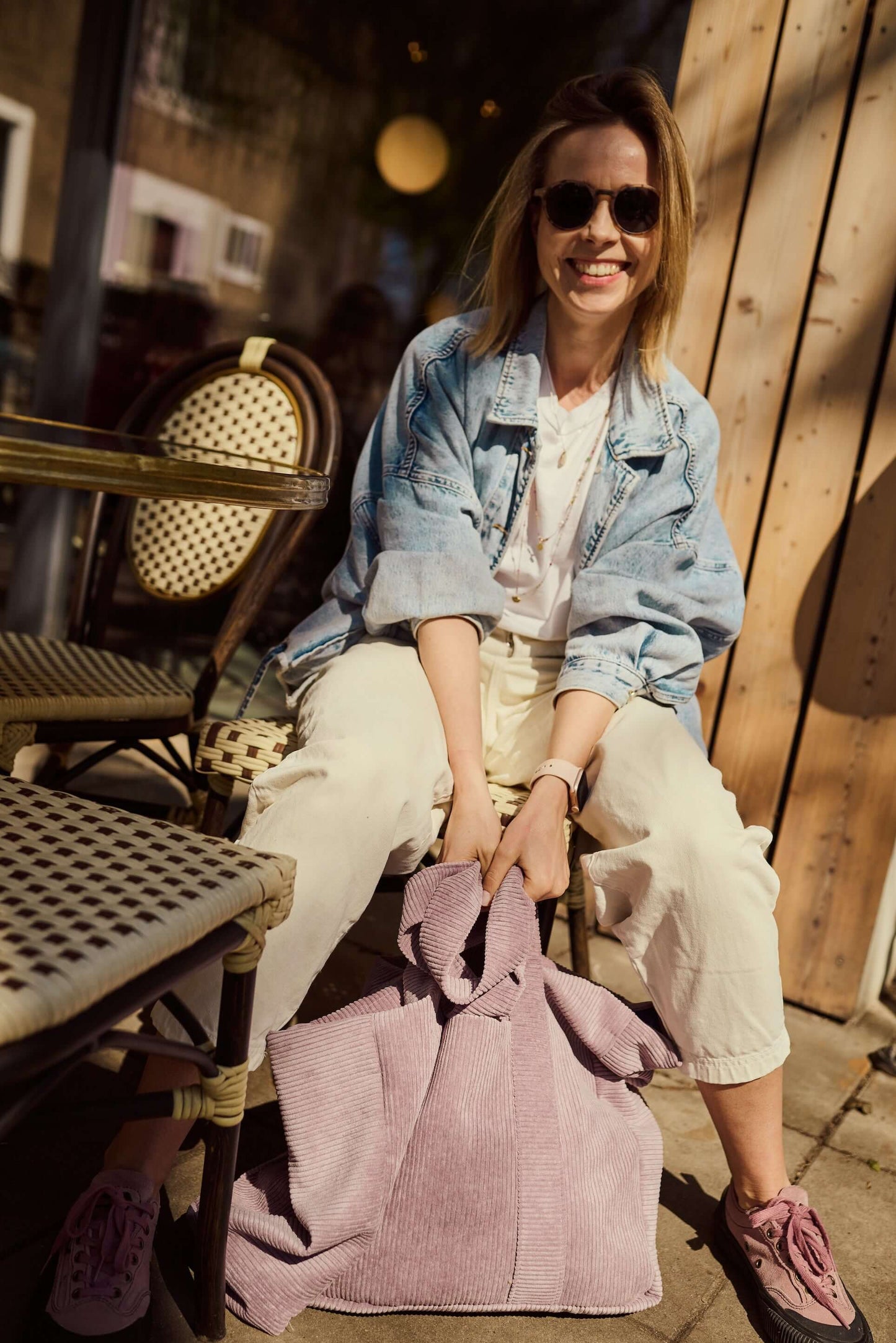 Sztruksowa Torba Mom Bag - Lavender