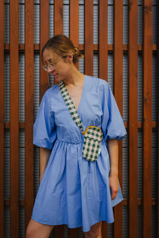 Torebka na telefon | Gingham | Green Grass