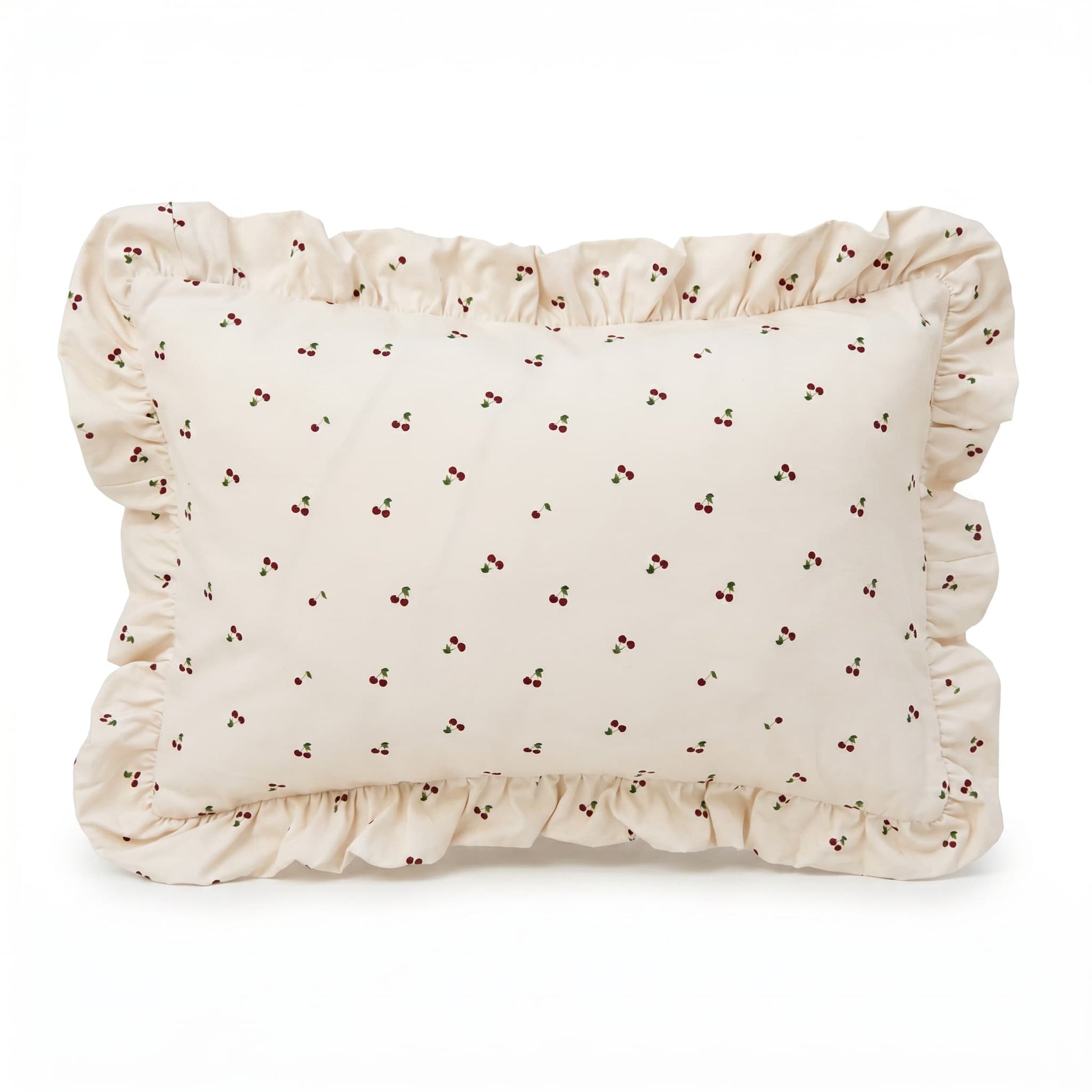 poduszka dekoracyjna w wiśnie z falbanką od Bettys Home, 40x60 cm, 100% bawełna