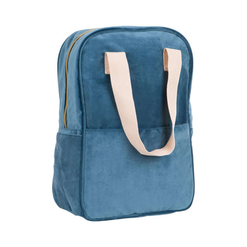 Duży plecak welurowy niebieski od Bettys Home zdjęcie z przodu, plecak do szkoły dla nastolatków, pojemny plecak do samolotu