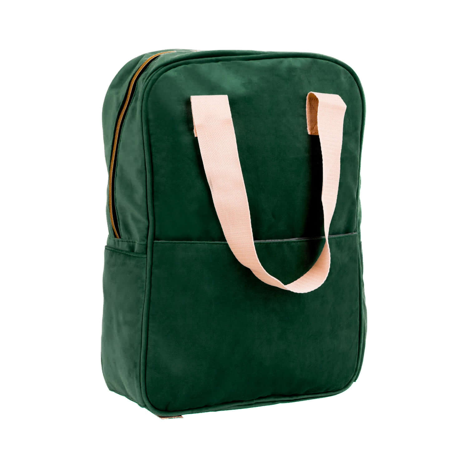 Duży plecak welurowy zielony od Bettys Home przód, plecak do samolotu bagaż podręczny, plecak na laptopa damski
