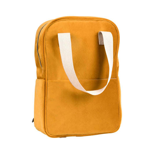 Duży welurowy plecak żółty od Bettys Home, elegancki plecak na laptopa damski, plecak do samolotu bagaż podręczny