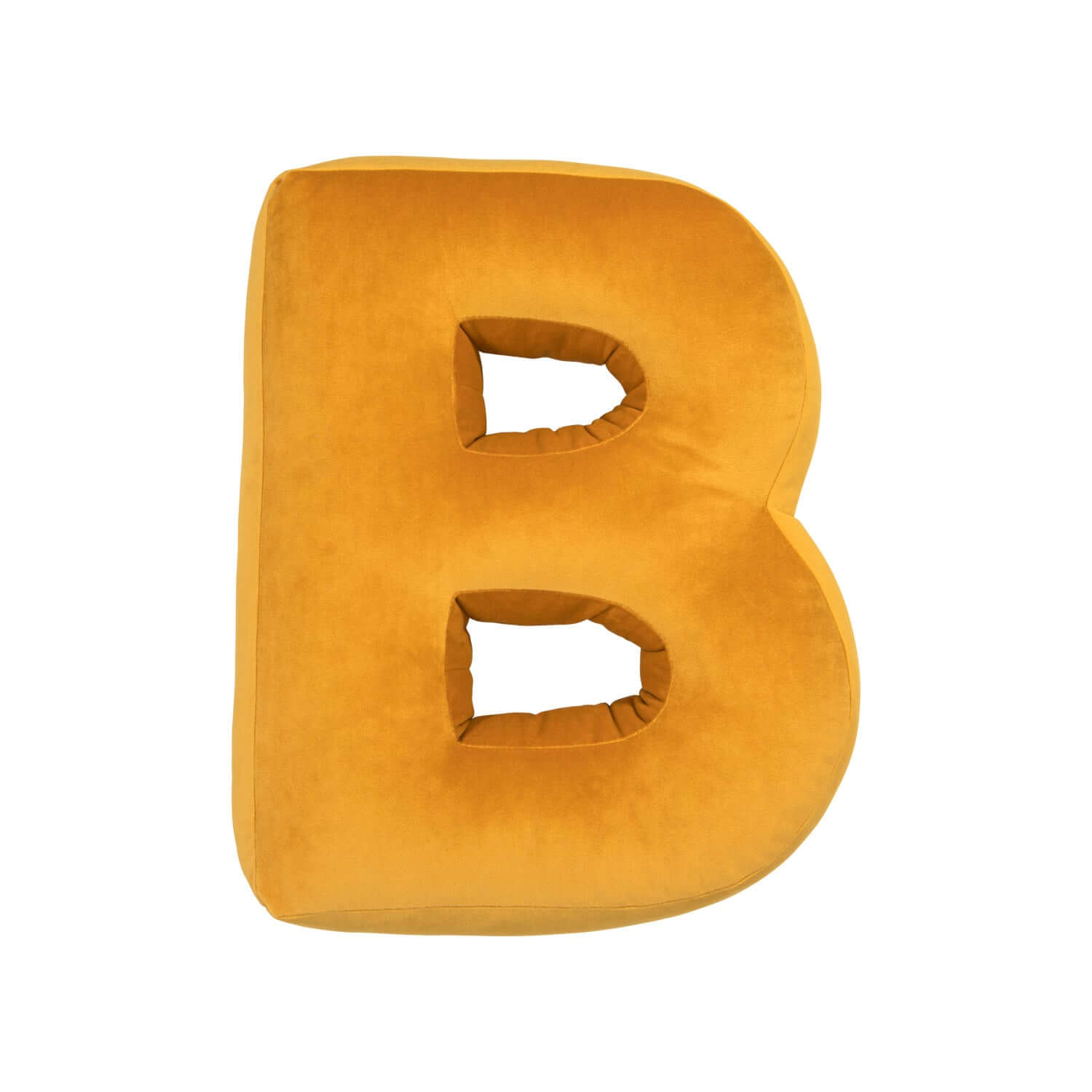 Poduszka literka welurowa B w kolorze żółtym od bettys home przód