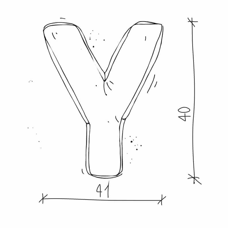 Poduszka literka Y od Bettys Home rysunek wymiaru 