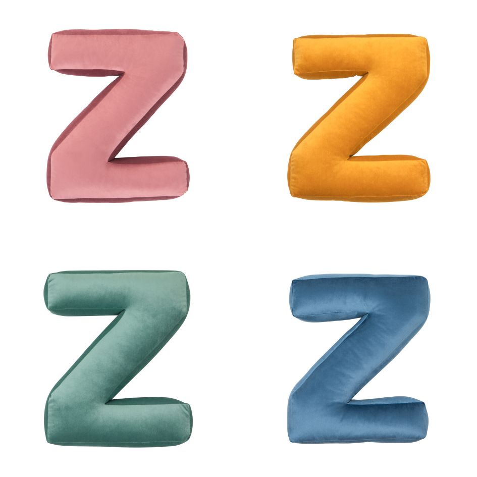 Poduszki literki welurowe Z od Bettys Home cztery kolory