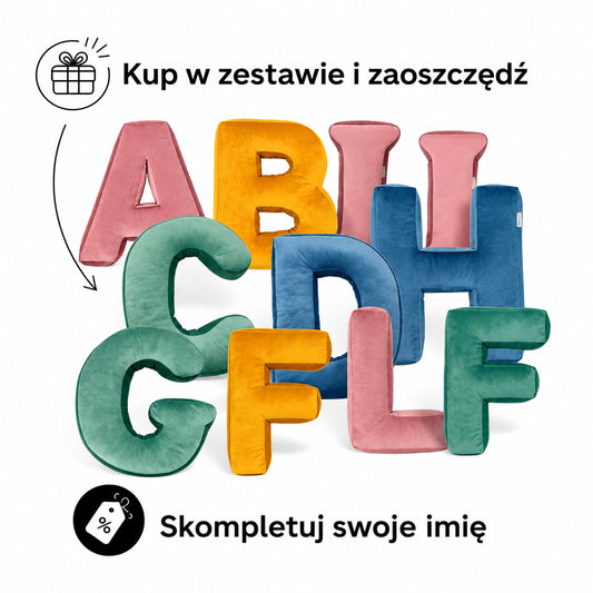Poduszki Literki welurowe od Bettys home na białym tle 6